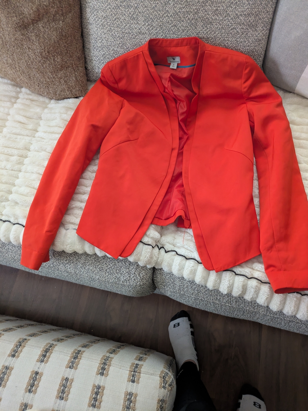 Women's Orange Open-Front Blazer Jacket